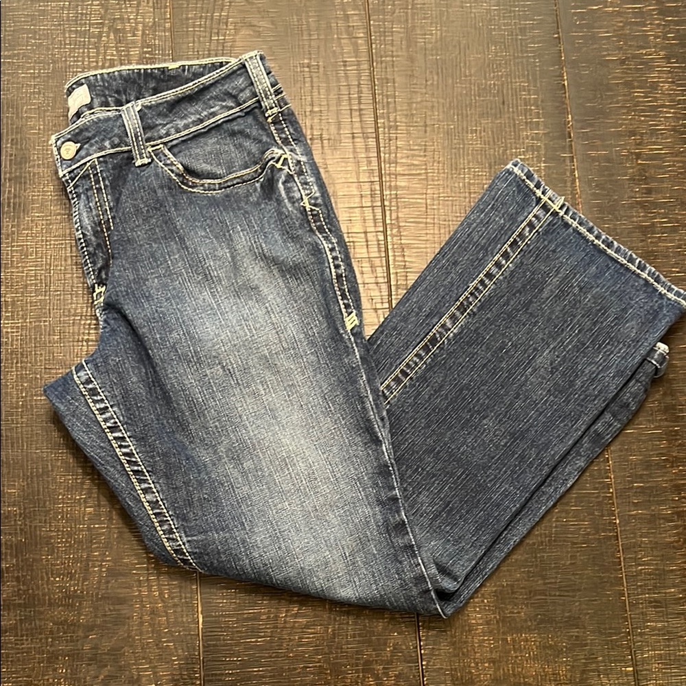 Classic Blue Boot Cut Jeans with Natural Fading